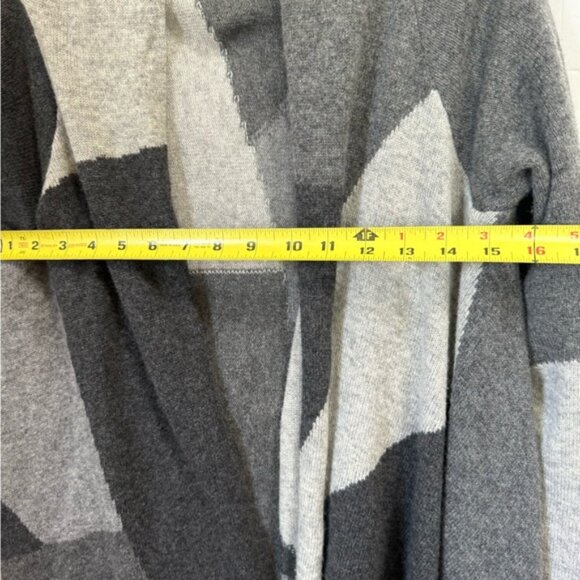 Saffron Cashmere Cardigan Open Color Block Graphic Sweater Knit Lightweight S - Picture 15 of 16